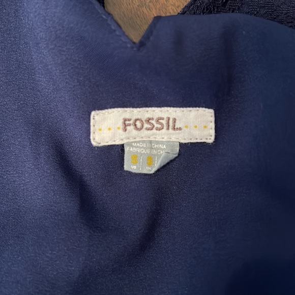 Fossil - size S - navy blue lace dress with ruffle sleeves - Picture 5 of 5